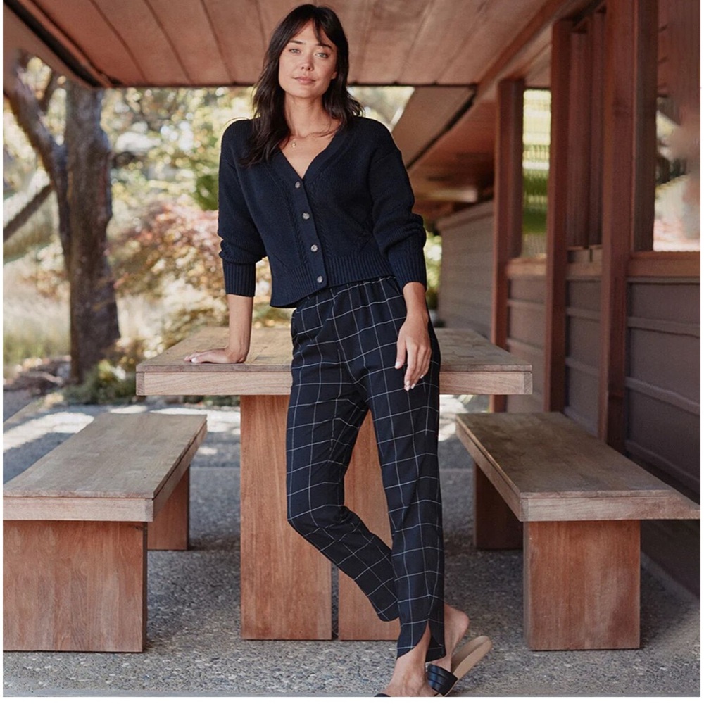 Marine Layer Women's Allison Pant Black Windowpane XSmall